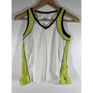 Road Runner Sports Tank Top Womens Small White Yellow Athletic Running Workout